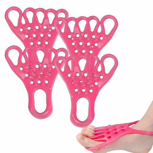 EDWERD Foot Fascia Stretcher Strap Plantar Fasciitis Relief Band for Muscle Relaxation Foot Massage, 5.4" L x 4.9" W, 4 Pcs (Pink) - color: Pink
