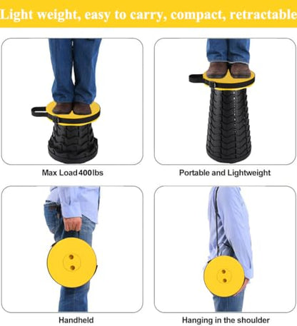 Fishboy Upgraded Collapsible Stool, 400lbs Max Weight, Lightweight But Sturdy, Portable Retractable Folding Telescoping Foldable Camping Stool for Adults Outdoor Fishing Hiking BBQ - color: Yellow