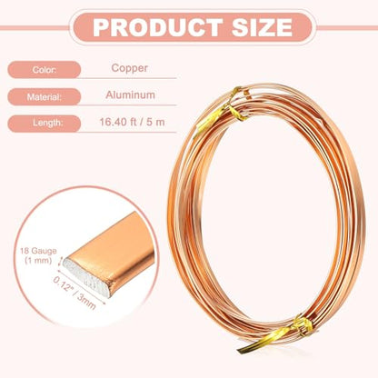 uxcell 18 Gauge Flat Aluminum Wire, 16.40 ft 3mm Wide Aluminum Crafts Wire for Flower Bonsai Crafts Carving DIY Bezel Sculpting Gem Metal Wrap, Copper - color: Copper, size: 3mm