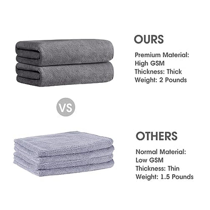 JML Microfiber Bath Towel with Hanging Loop, 2 Pack, 30" x 60", Grey - color: - Grey, size: 2 Pack (30 in x 60 in)