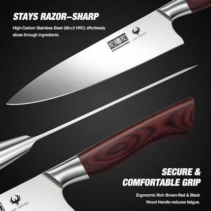 HOSHANHO 5PCS Japanese Kitchen Knife Set, Sharp Chef Knives & Wood Handle | Professional Ultra Sharp High-Carbon Stainless Steel Cooking Knife Set with Ergonomic Wood Handle, Elegant Box for Home Gift - size: 5 Pieces Knife Set