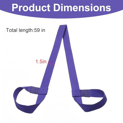 Yoga Mat Carrier Strap Adjustable Cotton Sling for Large Thick Mats 2 in 1 Carrying Strap and Stretching Band - color: Purple