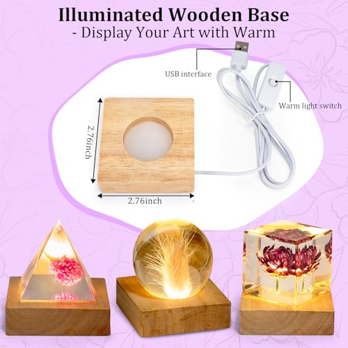 Epoxy Resin Kit with Light for Beginners, DIY Crafts for Adults Women | Clear Resin kit with Silicone Mold for Starters DIY Arts & Crafts for Adults, DIY Creations, Ornament, Flowers, Decorations