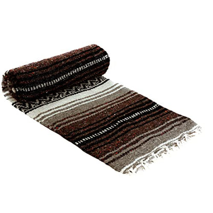La Montana Bulk Falsa Mexican Blanket, 4 Pack, Dark Brown/Mocha/White - color: Dark Brown/Mocha/White