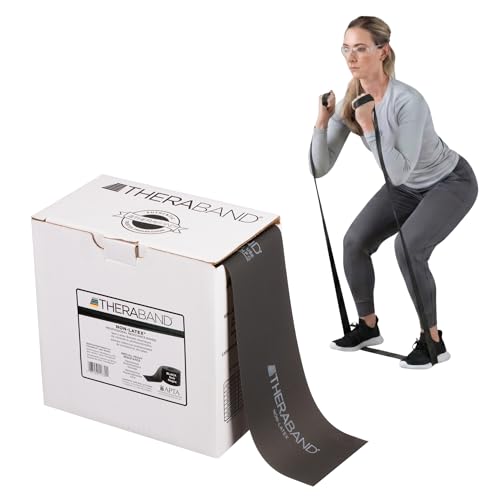 THERABAND Resistance Band, 50-Yard Roll, Latex Elastic Band for Exercise, Stretching, Physical Therapy, Yoga, Pilates, Home Workouts, Cut-to-Length, Color-Coded Levels - color: Black | Special Heavy, style: Non-Latex