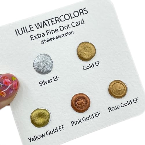 IUILE Handmade Watercolor Paints - Extra Fine Dot Card (5 colors). Metallic, Shiny, Shimmer - color: Extra Fine Dot