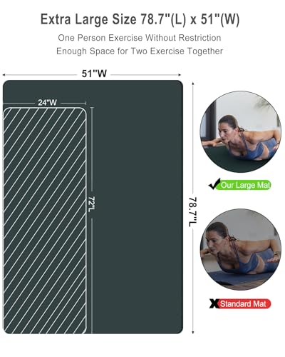 YR Large Exercise Mat 78.7"L x 51"W 20mm Thick Workout Mats for Home Gym - color: Greyblue