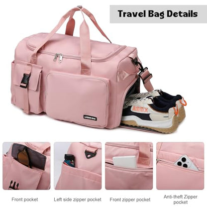 Eslcorri Gym & Travel Duffel Bag Backpack with Shoe & Wet Pocket, DarkPink - color: 42L-DarkPink