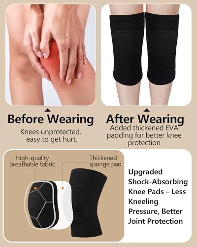 Eurzom 2 Pairs Dance Knee Pads for Women Girls Elastic Breathable Protective Non Slip Knee Pads for Dancer Cheerleading Pole Floor Dance Yoga Volleyball Sports
