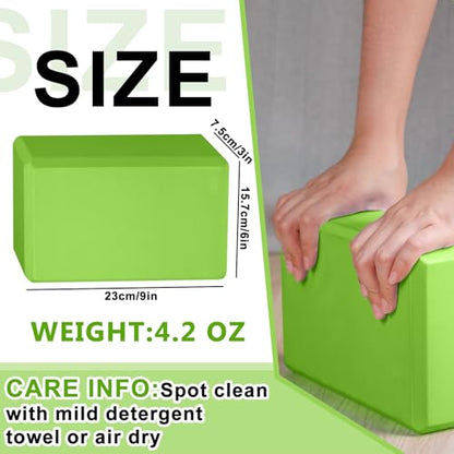 Honoson 20 Pcs Yoga Blocks Bulk 9''x6''x3'' High Density EVA Foam Blocks for Exercise Pilates Meditation, Lightweight Non-slip Surface, Improve Strength Balance Flexibility - color: Green