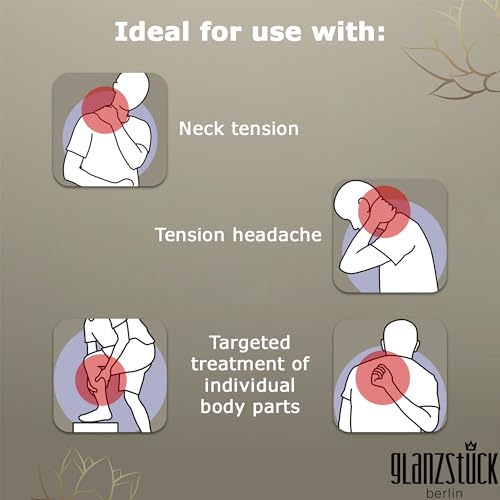 Glanzstück Berlin® Acupressure Neck Roll with Thermo Effect - 1,300 Flower Tips, Buckwheat Husk Fill for Warming or Chilling, Linen Cover - 12" x 6" Bolster Pillow for Neck, Shoulders & Lower Back - size: Neck-Roll