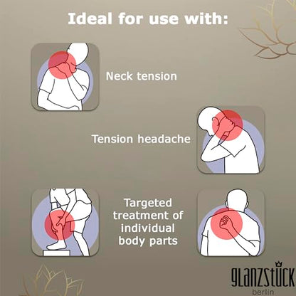 Glanzstück Berlin® Acupressure Neck Roll with Thermo Effect - 1,300 Flower Tips, Buckwheat Husk Fill for Warming or Chilling, Linen Cover - 12" x 6" Bolster Pillow for Neck, Shoulders & Lower Back - size: Neck-Roll