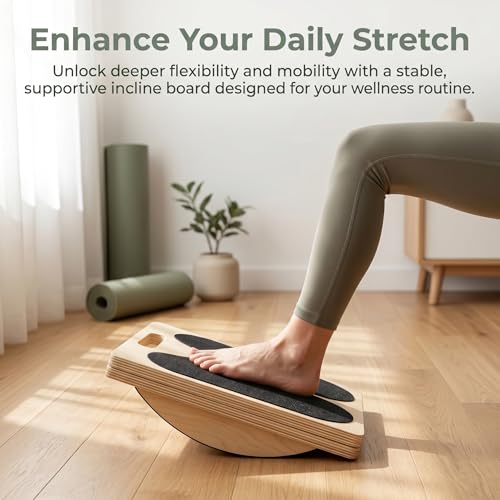 Calf Stretcher Slant Board, Adjustable Wooden Incline Board for Stretching, Non Slip Foot Stretcher for Calf, Achilles, Ankle, Hamstring Exercise