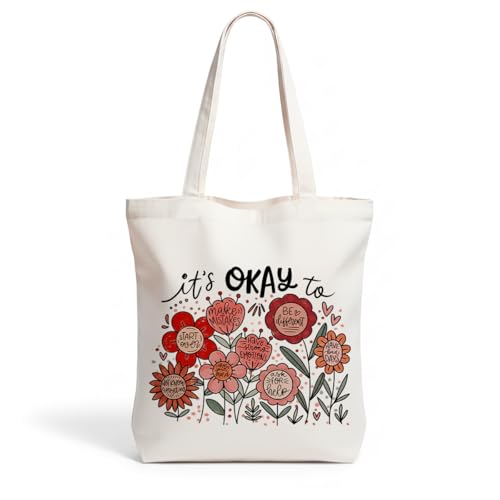 Inspirational Christian Gifts Canvas Tote Bag for Women, Christmas Friendship Birthday Religious Grocery Bags - color: Okay