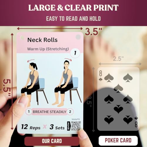 [Large Print Cards] Chair Yoga for Seniors Over 60; 71 Poses & QR Videos