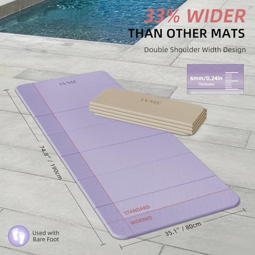 Foldable Yoga Mat 74"x47.2"x 0.4" – Large Yoga Mat - color: Light purple