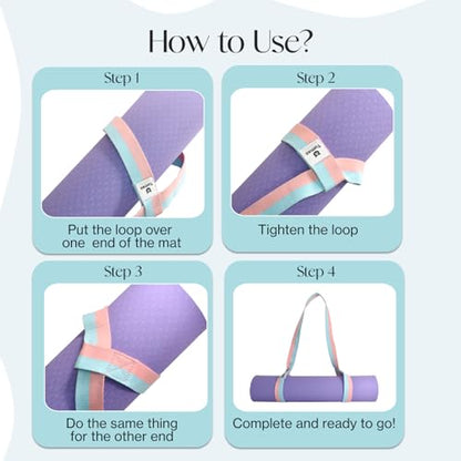 Tumaz Yoga Mat Strap Adjustable Carrier for All Yoga Mats, 2 Sizes - color: 17.lilac Purple, size: 64 IN