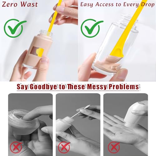 Silicone Spatula Set (6Pcs) - Dual-Ended Mini Scraper & Applicator for Zero Waste Cosmetics, Kitchen Food Jars, and Crafts. Thin Jar Spatula in 3 Versatile Sizes, Easy to Clean.