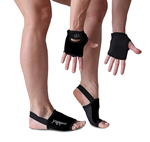 YogaPaws SkinThin Non Slip Yoga Gloves and Yoga Socks for Women & Men for Hot Yoga, Crossfit, Cycling, for Sweaty Hands Feet - color: Classic Black, size: 1