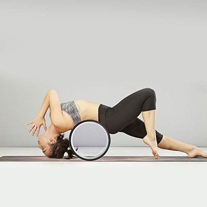 Cryfokt Yoga Wheel, High Density PU Roller for Back Pain Relief | Flexible & Tear-Resistant, Stretching & Flexibility Aid, Premium Quality Roller for Aches & Tension - color: Black inner ring
