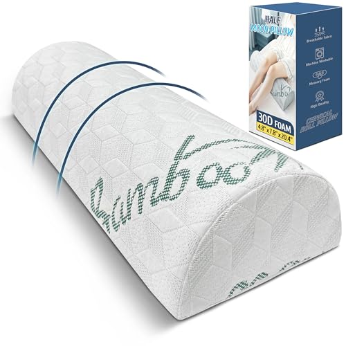 Semi Roll Pillow, Under Knee Pillow | Under Leg Bolster for Lower Back Support, Half Moon Bed Pillow for Leg, Knee,Back Sleeping, 7.8”x 20.4”x 4.8”