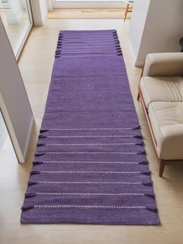 Payal Rugs Cotton Yoga Mat - Eco-Friendly Hand-Woven Rug - Non Slip & Thick (24”x72”x5mm) for Yoga Everyday Fitness at Home - Comfortable Extra-Long - color: Purple 02