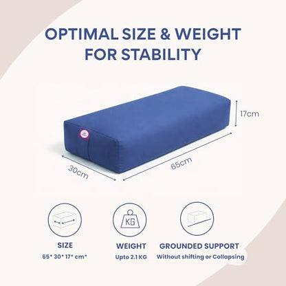 Rectangular Cotton Yoga Bolster, Yoga Pillow, Yoga Cushion, Yin yoga Bolster, Iyengar yoga bolster - color: Blue