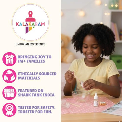 Kalakaram DIY Lip Balm Making Kit - Make 15 Lip Balms with Shea & Kukum Butter, Beeswax, Vitamin E Oil, Grapeseed & Essential Oils, DIY Activity Kit for Kids & Craft Kit for Girls 9-12