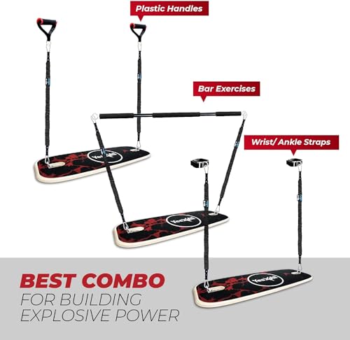 Yes4All Balance Board Sports Trainer, Surf Trainer Board With Adjustable Stoppers, Improve Core Strength and Balance Control - color: H. Combo Portable Home Gym - Black/Red
