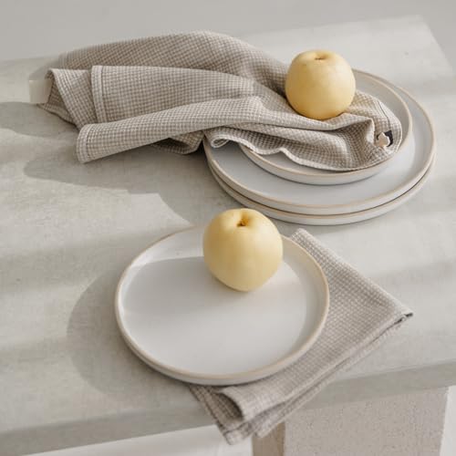 European Flax Linen Kitchen Towels Set of 2 - 16x28-inch - Waffle Weave - color: White Natural, size: Hand Towels