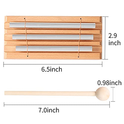 Energy Chimes Hand Bells Instrument: 3 Tone Wooden Chime Hand Percussion | 3 Notes Music Chimes Trio Set with Mallet for Yoga Meditation Sound Healing Rhythm Practice Teachers' Classroom Tools - color: Tone 3