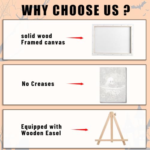 Ausanrl Halloween Paint by Numbers with Frame Wooden Easel - Paint by Number Adult, Halloween Frame Paint by Numbers,Gifts and Home Wall Decor 12x16inch - color: Halloween