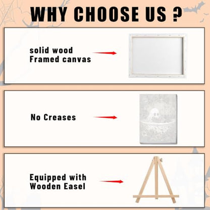 Ausanrl Halloween Paint by Numbers with Frame Wooden Easel - Paint by Number Adult, Halloween Frame Paint by Numbers,Gifts and Home Wall Decor 12x16inch - color: Halloween
