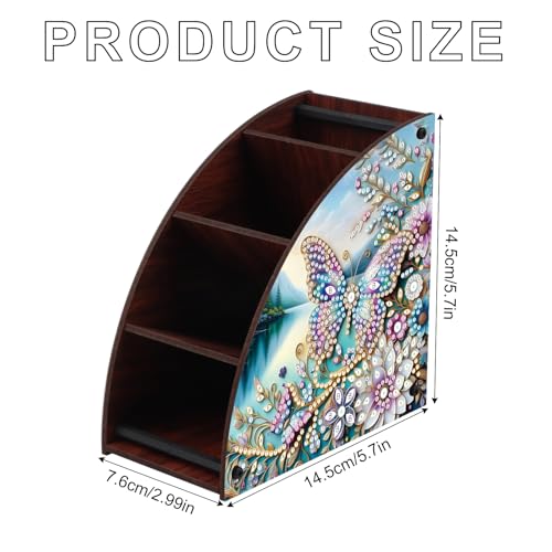 Elegant Butterfly & Floral Diamond Painting Storage Box – Curved Multi-Compartment Wooden Organizer with DIY Diamond Art Decoration for Adults - color: Butterfly