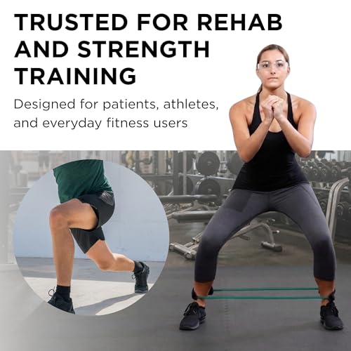 THERABAND Resistance Tubes, 12" Padded Cuffs, Green, Heavy, Level 3 | Professional TheraBand elastic resistance for exercise, physical therapy and at-home workouts - color: Level 3 / Heavy - Green