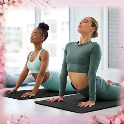 Timgle 6 Pcs 10mm Thick Yoga Mat Bulk 68 x 24 Inches Anti-slip Tear-resistant Exercise Mat Adult Gym Mats for Fitness, Stretching, Workout and Studio, Outdoor Yoga, Pilates - color: Black