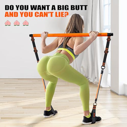 KUTIZE Pilates Bar Kit with Resistance Bands, Pilates Equipment, Multifunctional Pilates Bar for Women & Men, Pilates kit for Hip, Back, Arm, Full-Body Workouts, Home Gym Strength Training Equipment - style: 1-Orange