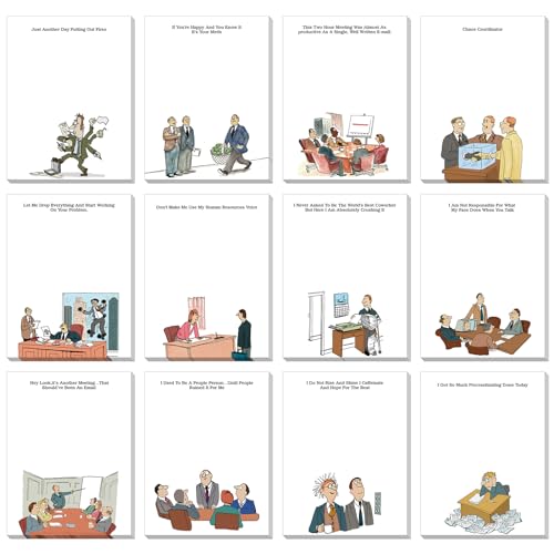 Pajean 12 Designs Funny Sticky Notes, Office to Do List,Novelty Style | Sarcastic Notepads with Funny Sayings, 3 X 3.93 Inch Sticky Memo Pads, Assorted Colors, Office Desk Supplies - style: Novelty Style