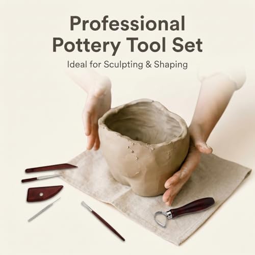 RunBaiNian Clay Sculpture Tool Set 9 Pieces | Clay Cleaner Included, Suitable for Beginners and Professionals, DIY Pottery Ceramics, Sculpey Clay Crafting