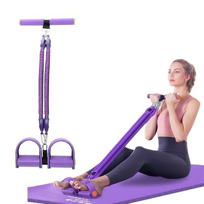 Multifunction Tension Rope, 2 Tubes Stretch Yoga Pedal Tension Strap, Adjustable Resistance, Tension Rope Fitness Equipment (Black) - color: Purple-2 Tubes