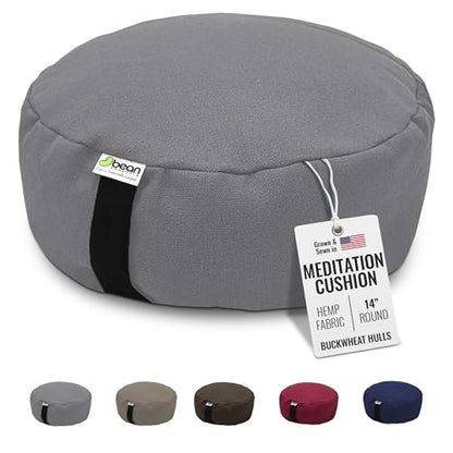 Bean Products Hemp Round Zafu Meditation Cushion, Yoga Pillow - Shadow Gray - color: Hemp Shadow Gray, size: Round - 14"