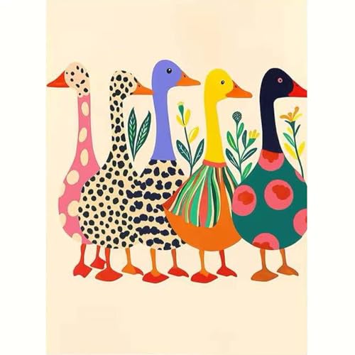 GEMOUJ Duck Paint by Numbers Kits for Adult,Colorful Duck Paint by Numbers Kit for Adults Beginners, DIY Animal Acrylic Painting on Canvas for Adult, Home Wall Decor 16 x 20 inch - color: GM16