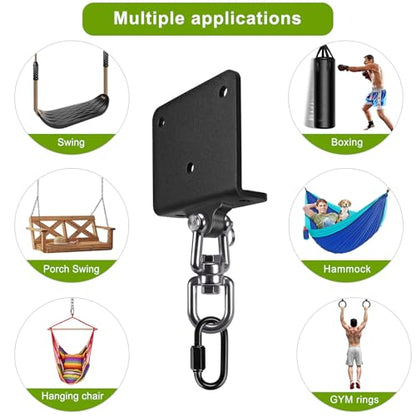 BeneLabel Heavy Bag Hanger for Punching Bag Beam Mount Hardware 360° Rotation Boxing Bag Ceiling Mount I-Beam Hanger for Hanging Heavy Punching Bags Wall Hangers - color: 360° Closed Connection Clasps with Carabiner