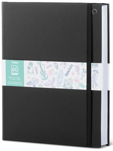 Ohuhu 8.5"x11" Double-Sided Bleedproof Marker Pad Art Sketchbook 60 Sheets | Large Sketch Book - 90 LB/150 GSM Smooth Drawing Paper - 60 Sheets/120 Pages -Hardcover Sketch Pad for Alcohol Markers Paints - size: 8.5" x 11"