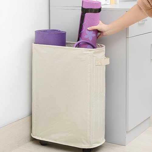Yoga Mat Storage Basket with Wheels, Oxford Cloth Organizer