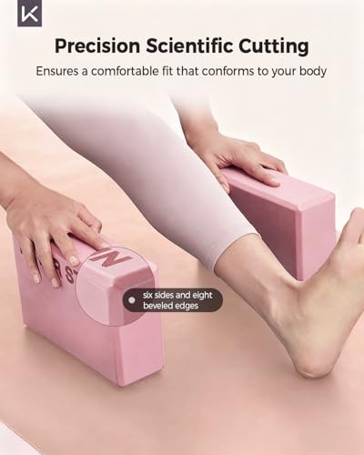 KEEP Yoga Block, High-Density EVA Foam 2 Pack Yoga Block with Non-Slip Textured Surface, Supportive, Lightweight - Ideal for Yoga - color: 2-pack-Cherry pink