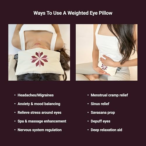 Tharie Organic Cotton Aromatherapy Eye Pillow with Flaxseed & Lavender, Hot & Cold Use, 23 x 13 cm