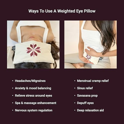 Tharie Organic Cotton Aromatherapy Eye Pillow with Flaxseed & Lavender, Hot & Cold Use, 23 x 13 cm