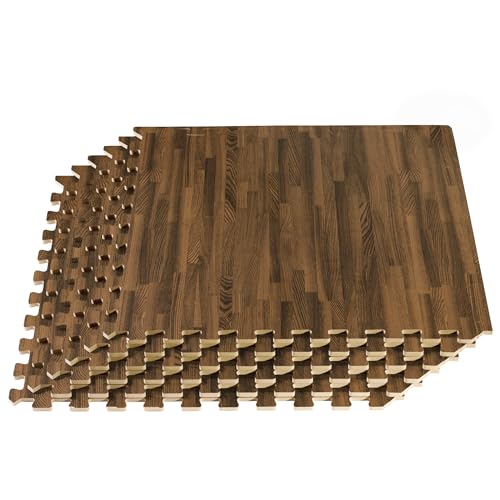 Forest Floor 3/8 Inch Thick Printed Foam Tiles, Premium Wood Grain Interlocking Foam Floor Mats, Anti-Fatigue Flooring – Stylish Flooring Solution - color: Walnut, style: 24 Sq Ft