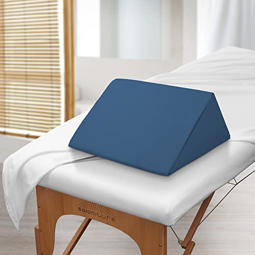 Saloniture Triangle Wedge Massage Table Bolster Under-Knee Pillow, Extra Large - 19 x 12 x 20 x 15.5 Inch - Blue - color: Blue